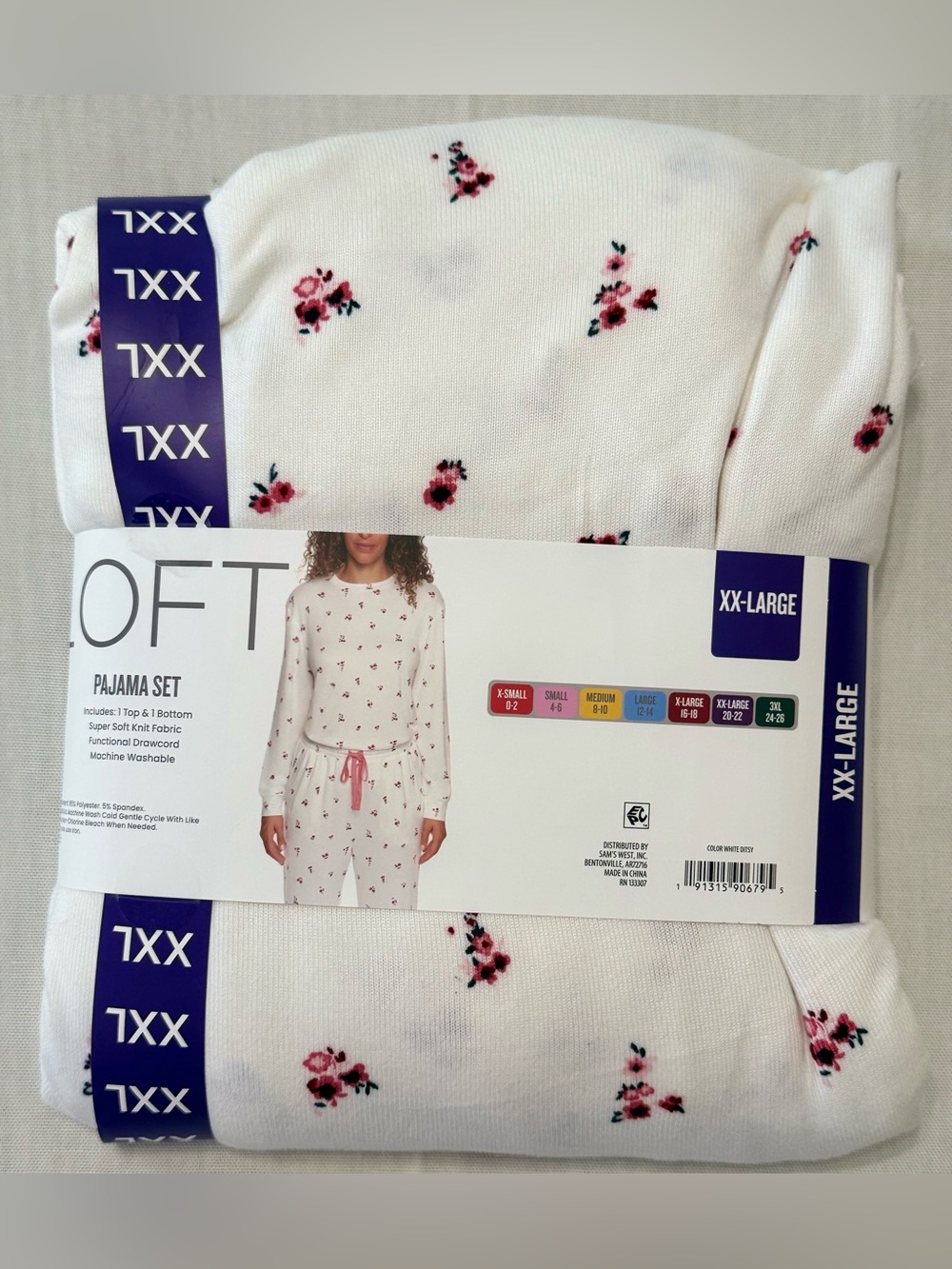 LOFT‎ Kids Pajama Set White with Pink Floral Print